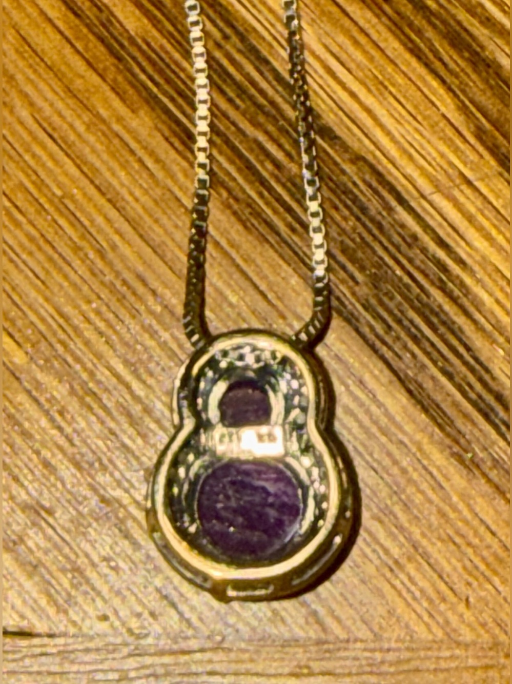 Ruby Red Double-Stone Pendant Necklace | Gold Tone Chain | Vintage Inspired Stat - Picture 3 of 4